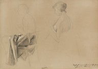 Gustav Klimt-Zwei Studien eines sitzenden Halbaktes nach links. 188182.