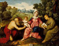 Paris Bordone-Madonna and Child with Saints Jerome and Francis
