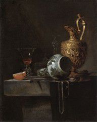 Willem Kalf-Still Life with a Porcelain Vase, Silver-gilt Ewer, and Glasses
