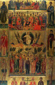 Andreas Ritzos Icon- Ascension of Christ with the Hetoimasia 