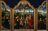 Joos van Cleve Triptych- The Crucifixion Flanked by the Kneeling Donor and His Wife 