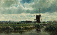 Willem_Roelofs_-_Polder_landscape_with_windmill_near_Abcoude