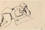 Woman Reclining on Floor, Pointing at Paper-ZYGR68826