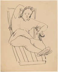 Woman Reclining on Slatted Lounge Chair-ZYGR68787