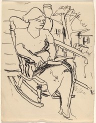 Woman Seated in a Rocker Outdoors, Reading-ZYGR68806