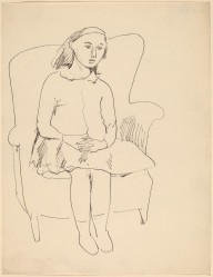 Young Girl Seated in Wing Chair, Hands Folded-ZYGR68738