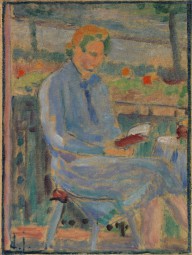 Alexej von Jawlensky-Lesende Frau (Bildnis Frau Toni Kirchhoff sitzend auf dem Balkon). Ca. 1927.