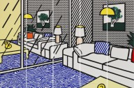 Roy Lichtenstein-Wallpaper with Blue Floor Interior. 1992.