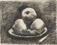 177783------Still Life of Apples, Plate and Knife_George Leslie Hunter